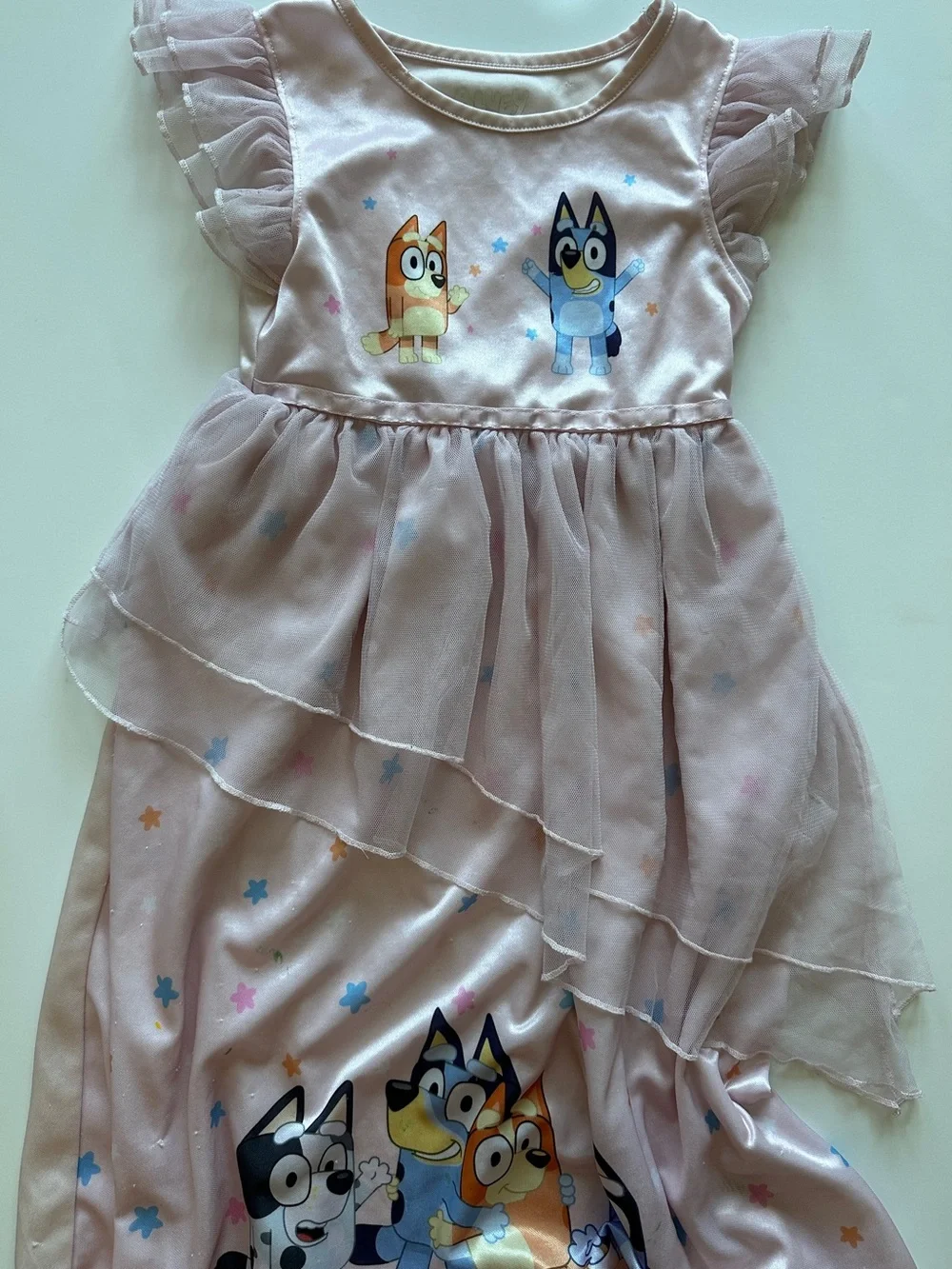 2 pack Pink and lavender Bluey & Friends Sleeveless Tulle Layered Dress